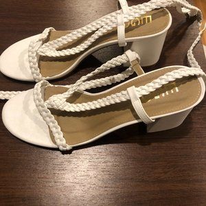 White Braided Heeled Sandals (Size 9)
